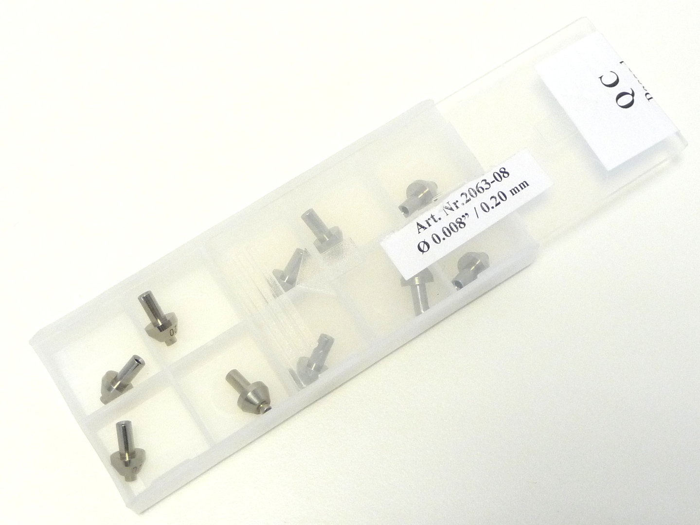 10er-Pack Saphirdüse versetztem Stein, 0.008_ (0,20 mm), langer Stiel