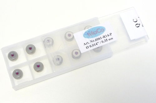 Box of 10 Ruby Orifices 0.014_ (0,35 mm); Standard Mount, Plastic Retainer