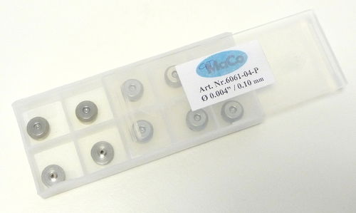 Box of 10 Sapphire Orifices 0.004_ (0,10 mm); Standard Mount, plastic retainer