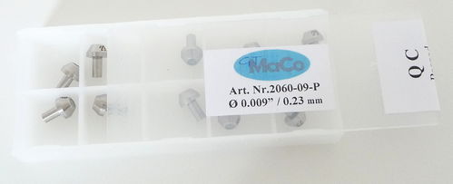 Box 10 Sapphire Orifices with plastic retainer 0.009_ (0,23 mm); long stem